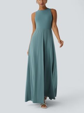 Sleeveless Teal Maxi Dress - Women
